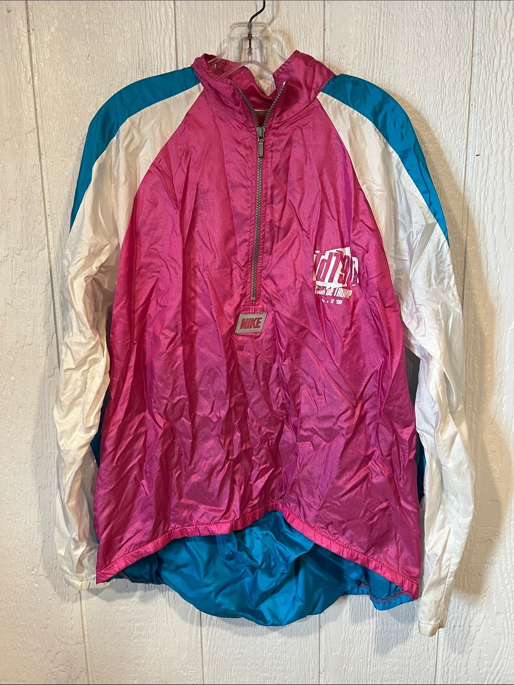 Vintage Nike Tour de Trump Magenta Teal White Colorblocked Windbreaker Pullover
